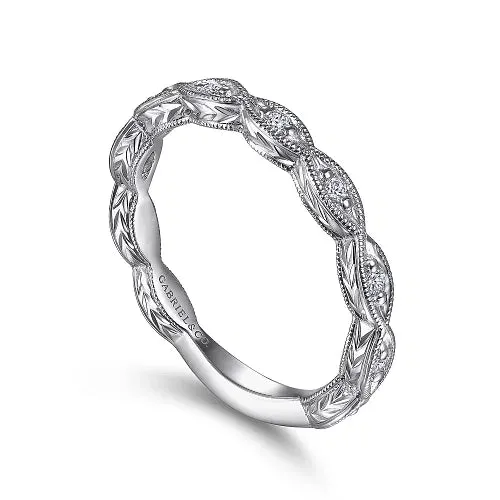 Victorian Scalloped Diamond Wedding Band