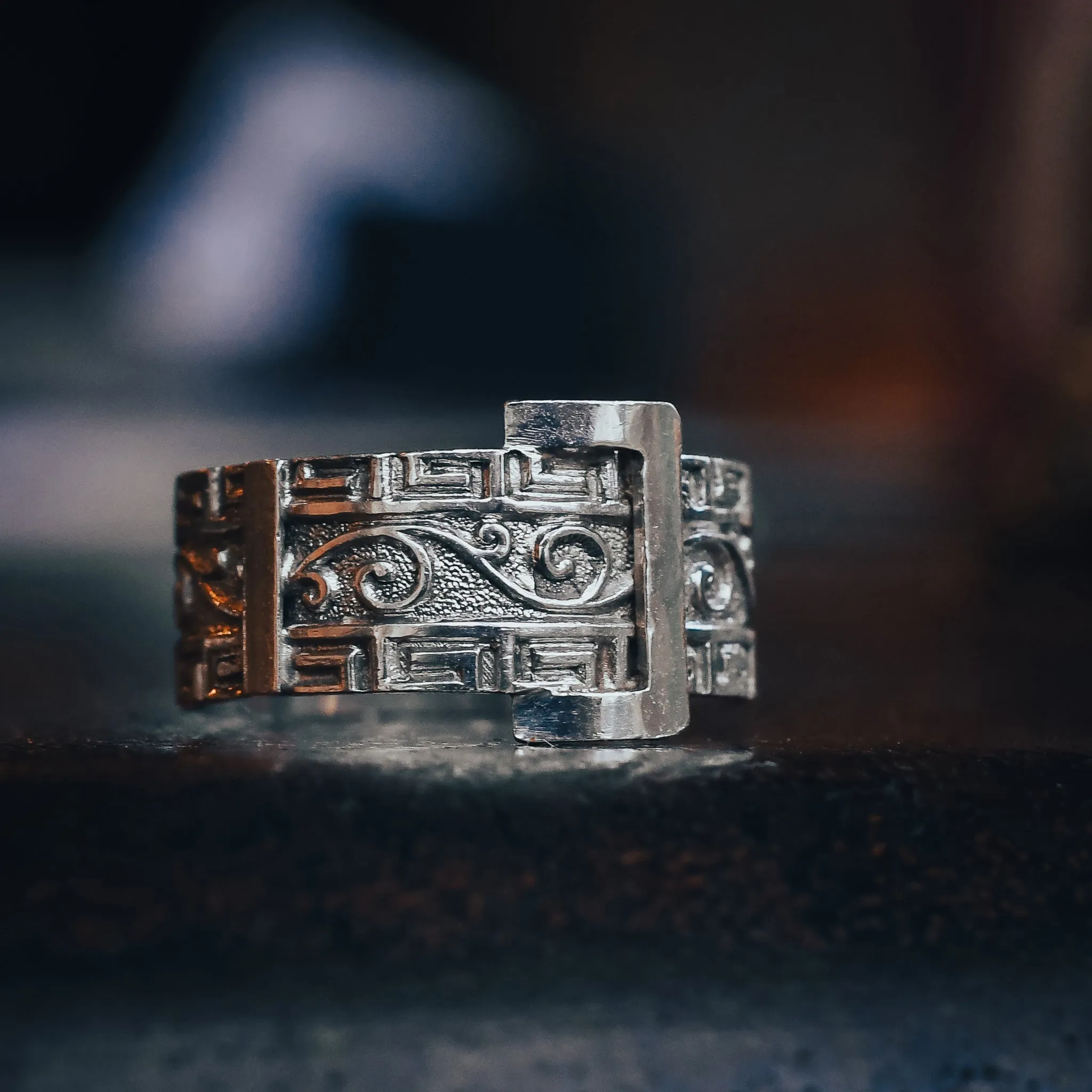 Victorian Scroll & Greek Key Buckle Ring