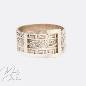 Victorian Scroll & Greek Key Buckle Ring