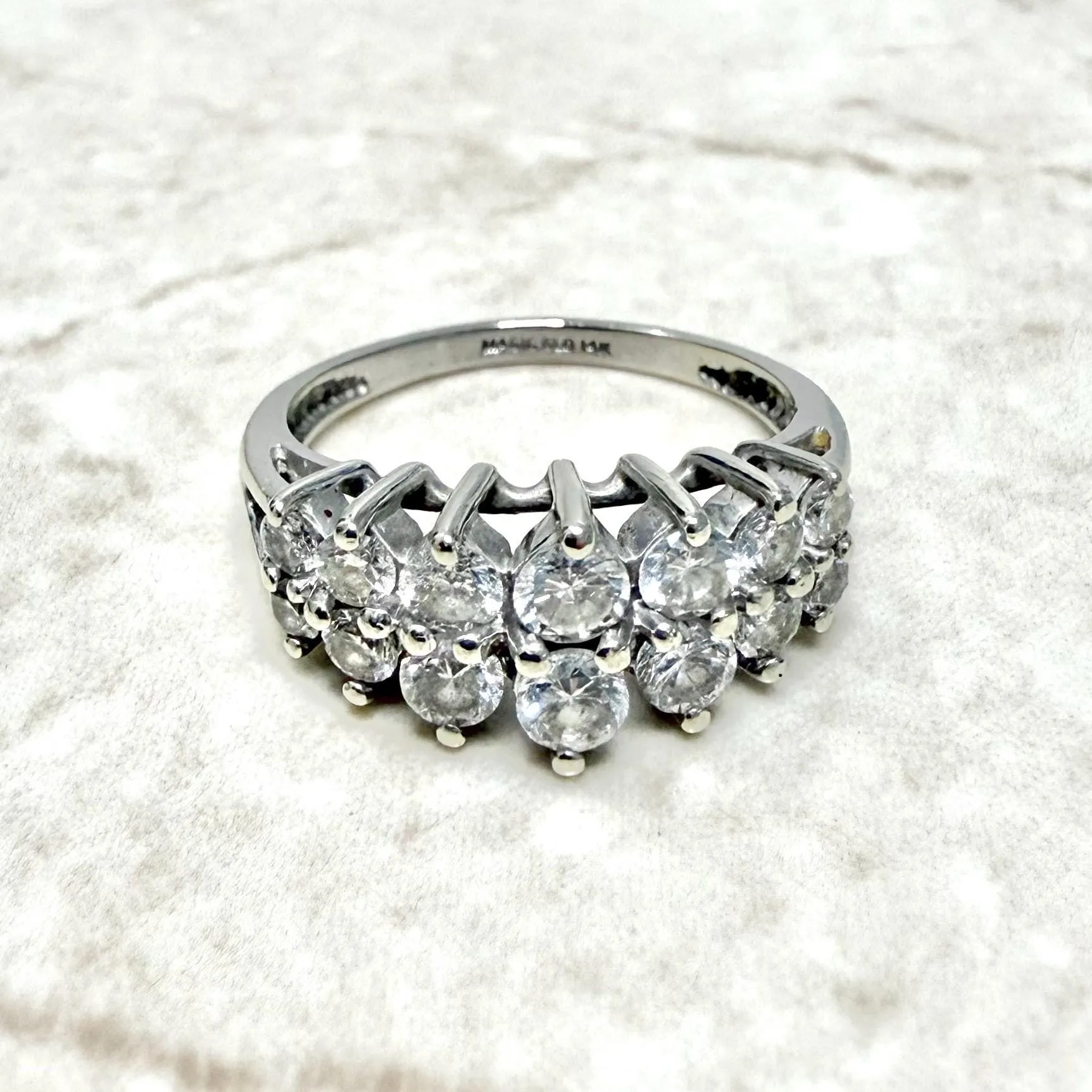 Vintage 14 Karat White Gold 1 Carat Double Row Diamond Band Ring