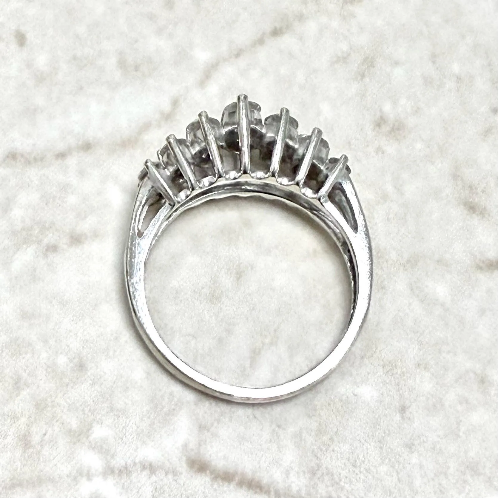 Vintage 14 Karat White Gold 1 Carat Double Row Diamond Band Ring