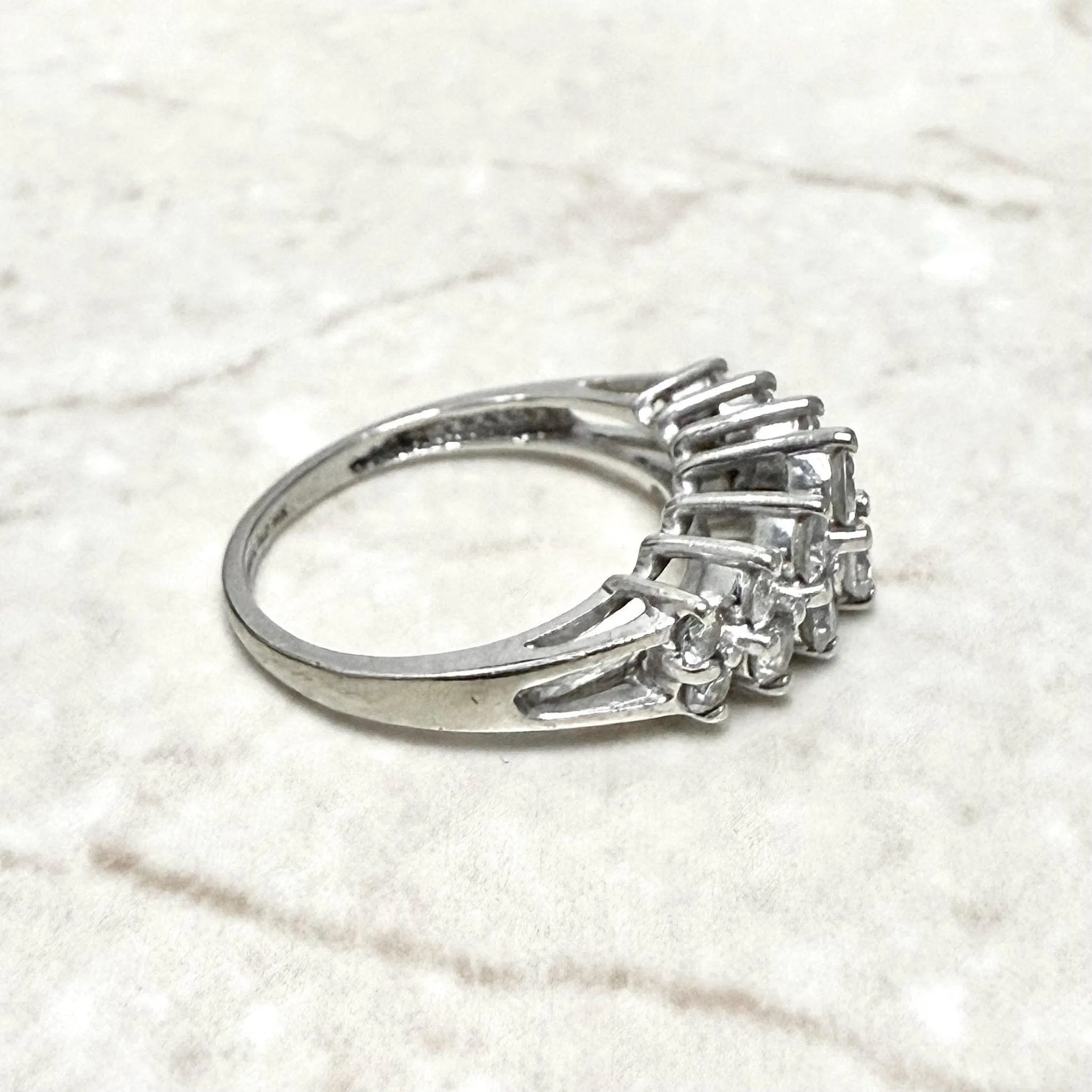 Vintage 14 Karat White Gold 1 Carat Double Row Diamond Band Ring