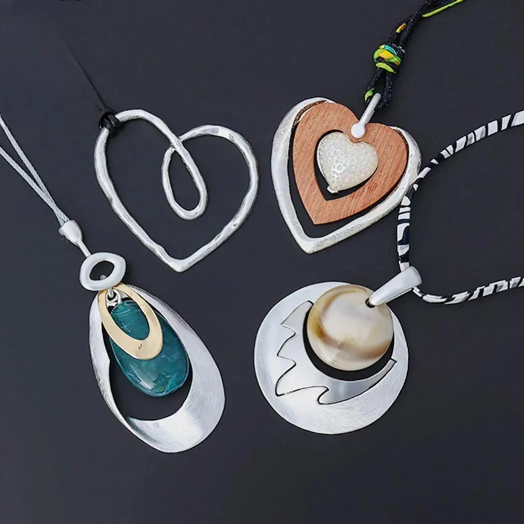 Vintage Celebrity Collare Necklace Gothic Resin Bead Pendants Long Chains Jewelry for Women