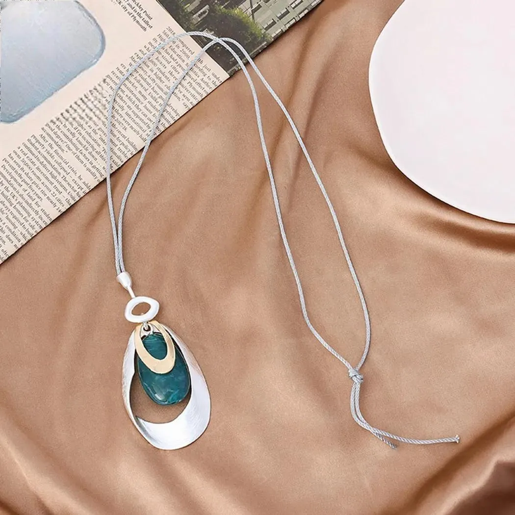 Vintage Celebrity Collare Necklace Gothic Resin Bead Pendants Long Chains Jewelry for Women