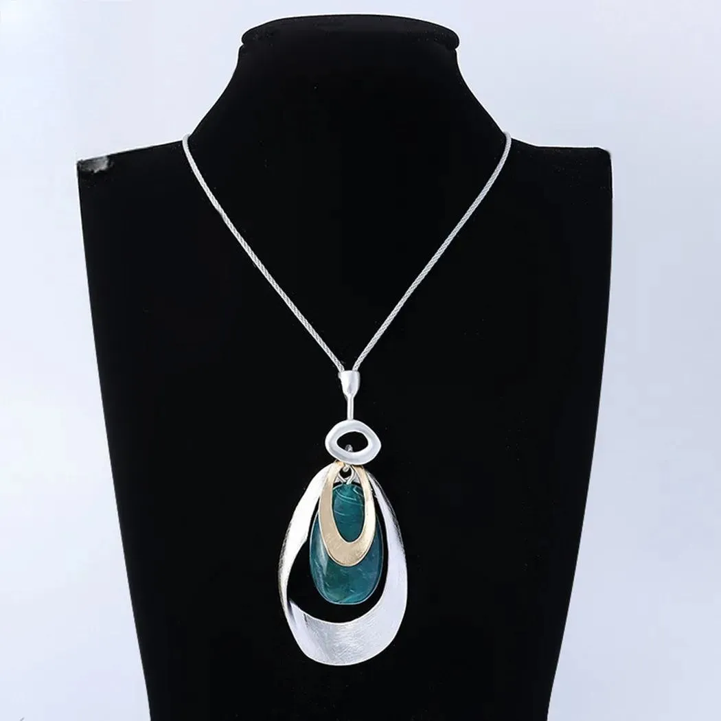 Vintage Celebrity Collare Necklace Gothic Resin Bead Pendants Long Chains Jewelry for Women
