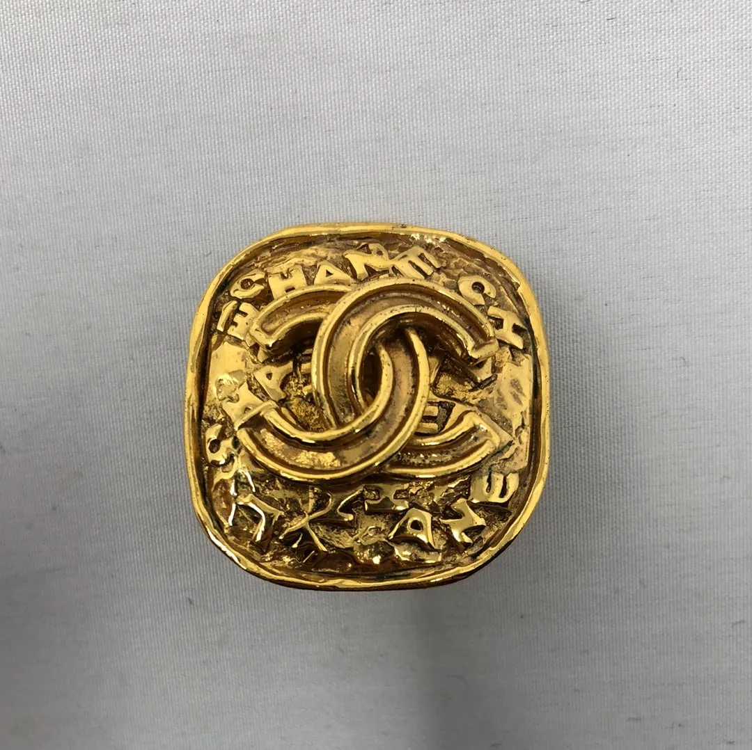 VINTAGE: Chanel gold CC Clip On Square Earrings