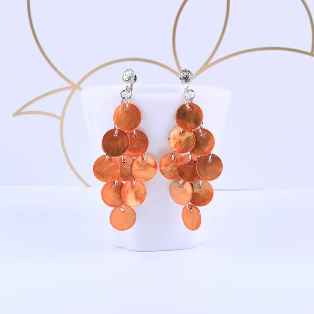 Vintage Multilayer Natural Shell Handmade Clip on Earrings