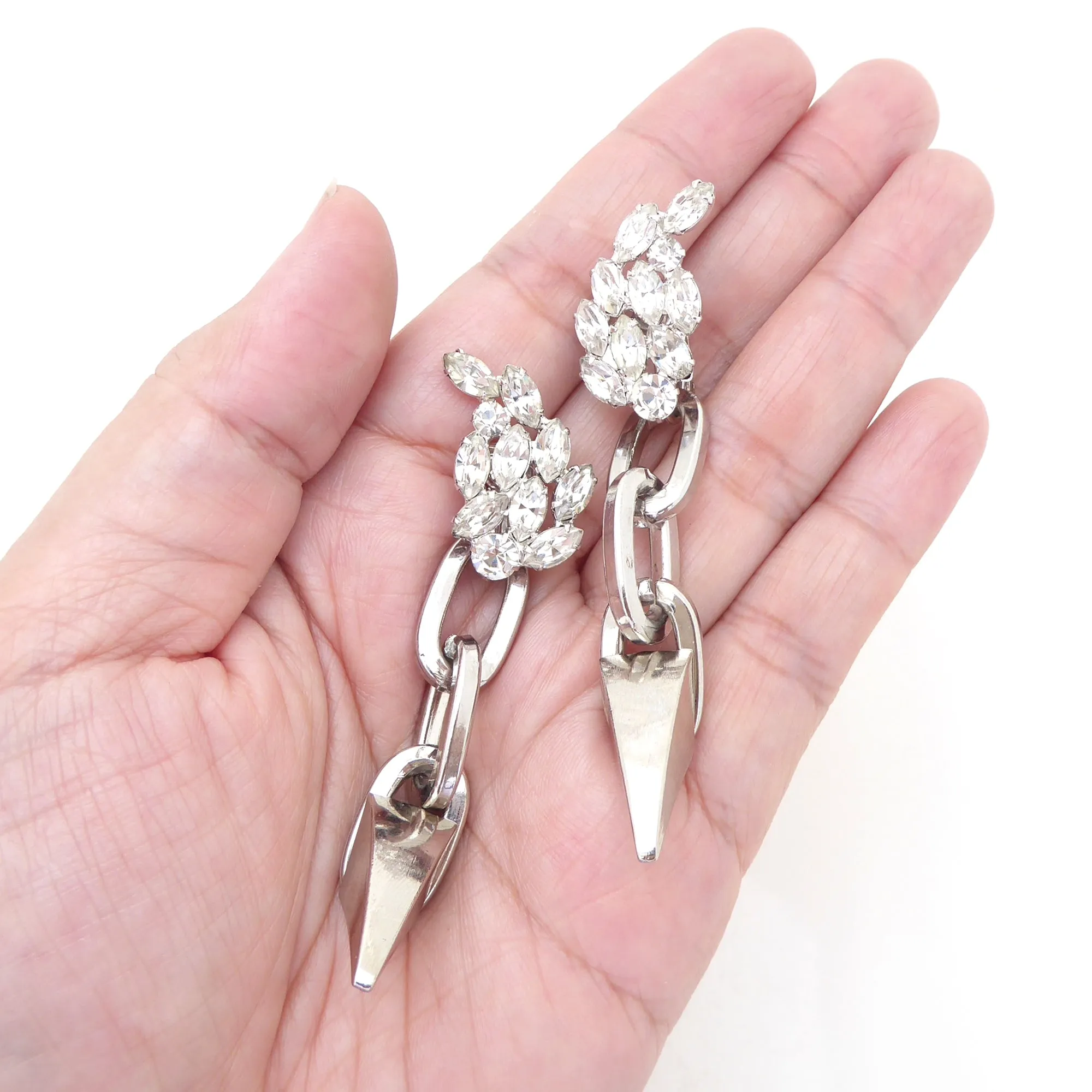 Vintage rhinestone claw earrings