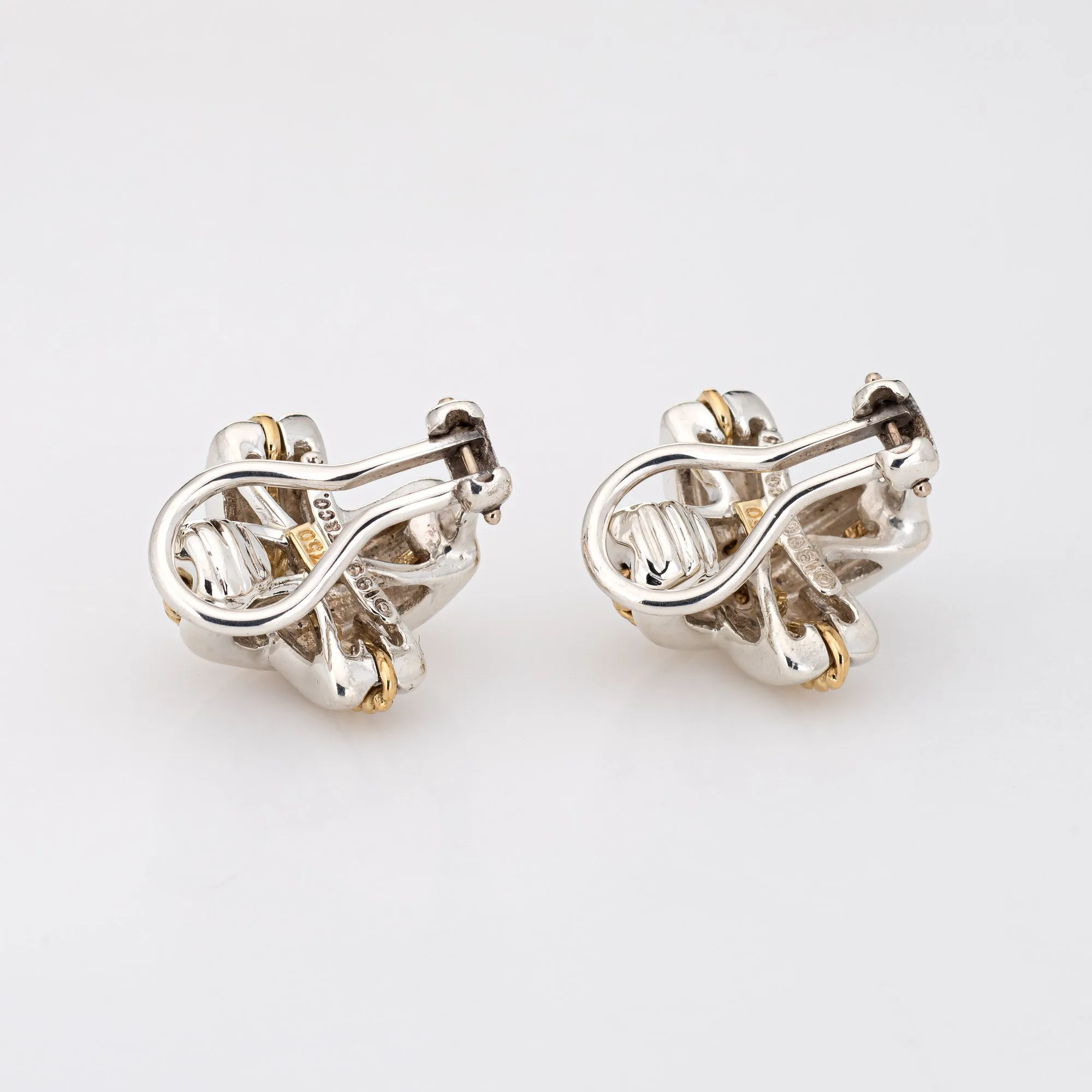 Vintage Tiffany & Co Earrings c1990 Signature X Cross Sterling Silver 18k Gold