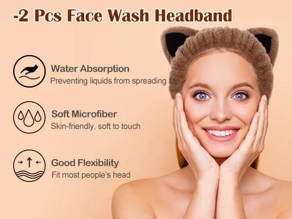 Wash Bands for Makeup and Yoga Sports Shower Face Spa Headband Elastic Headband for Girls and Women