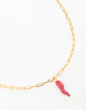 Waterproof Gold Plated Stainless Steel Chili Pendant Necklace