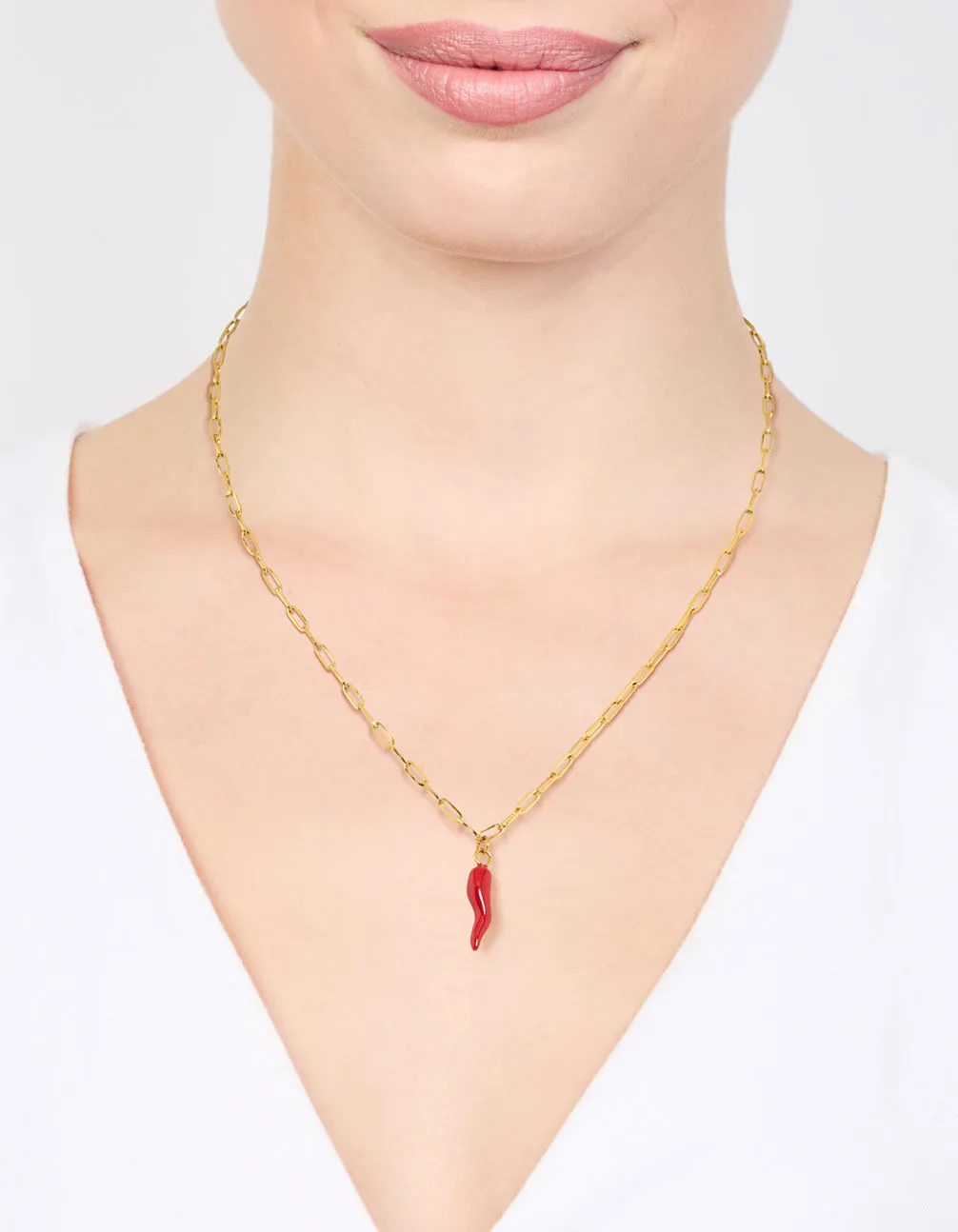 Waterproof Gold Plated Stainless Steel Chili Pendant Necklace