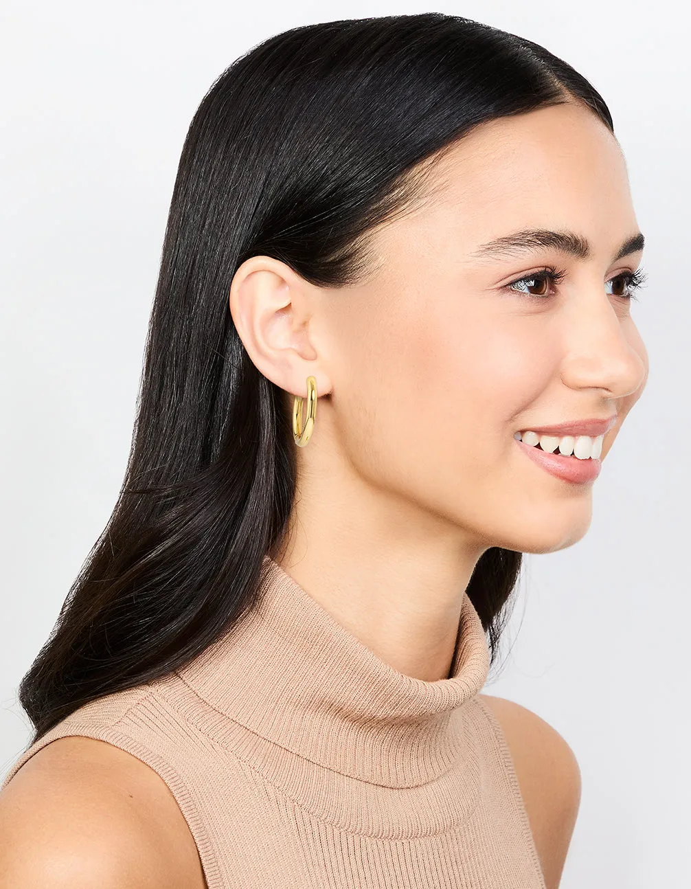 Waterproof Gold Plated Stainless Steel Clicker Hoop Earrings 24 MM