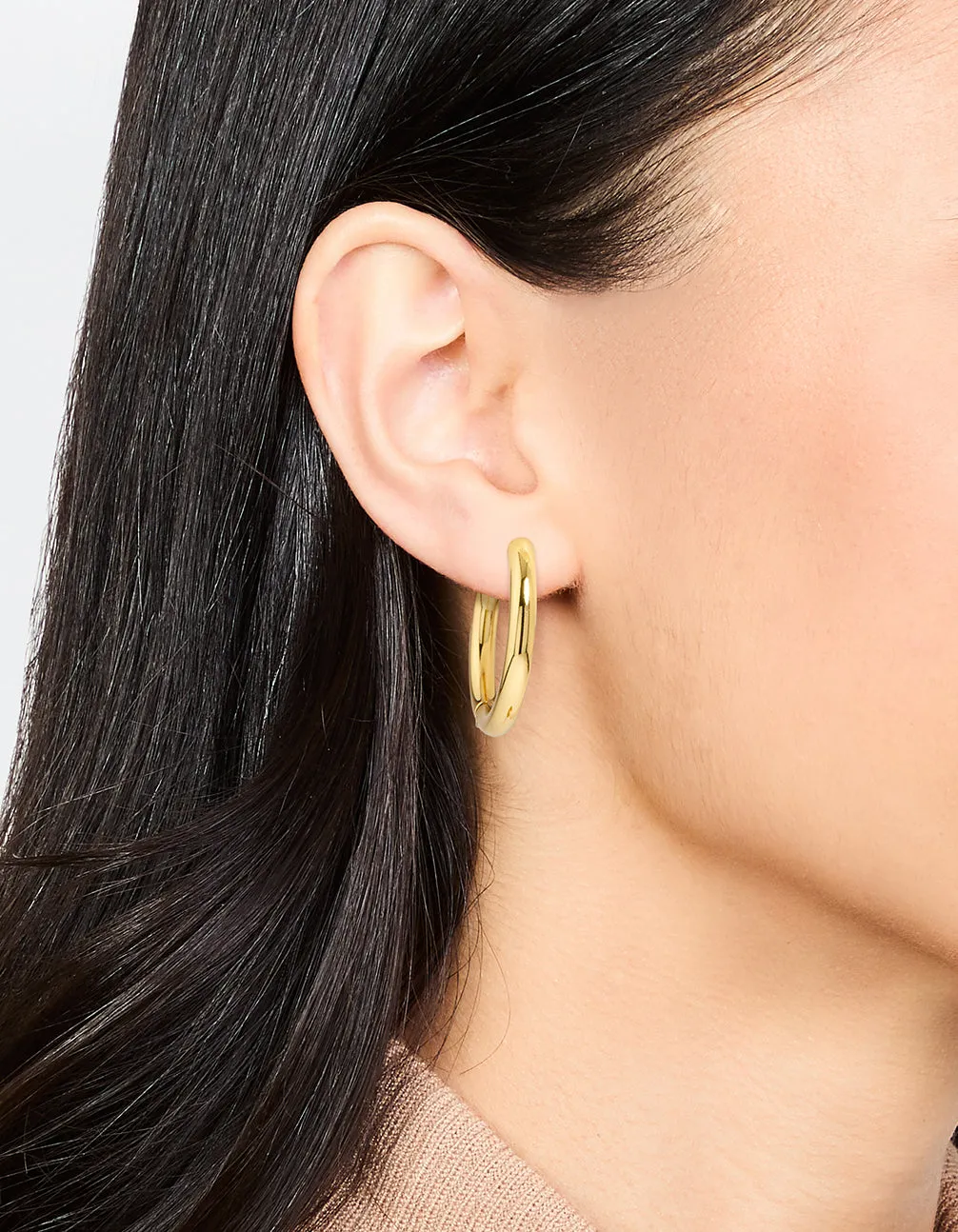 Waterproof Gold Plated Stainless Steel Clicker Hoop Earrings 24 MM
