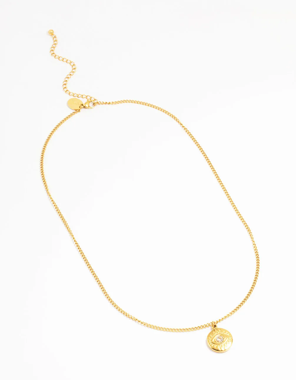 Waterproof Gold Plated Stainless Steel Cubic Zirconia Evil Eye Pendant Necklace
