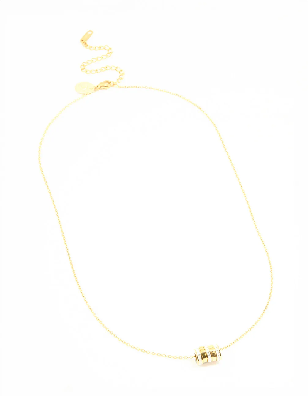 Waterproof Gold Plated Stainless Steel Cubic Zirconia Rondell Necklace