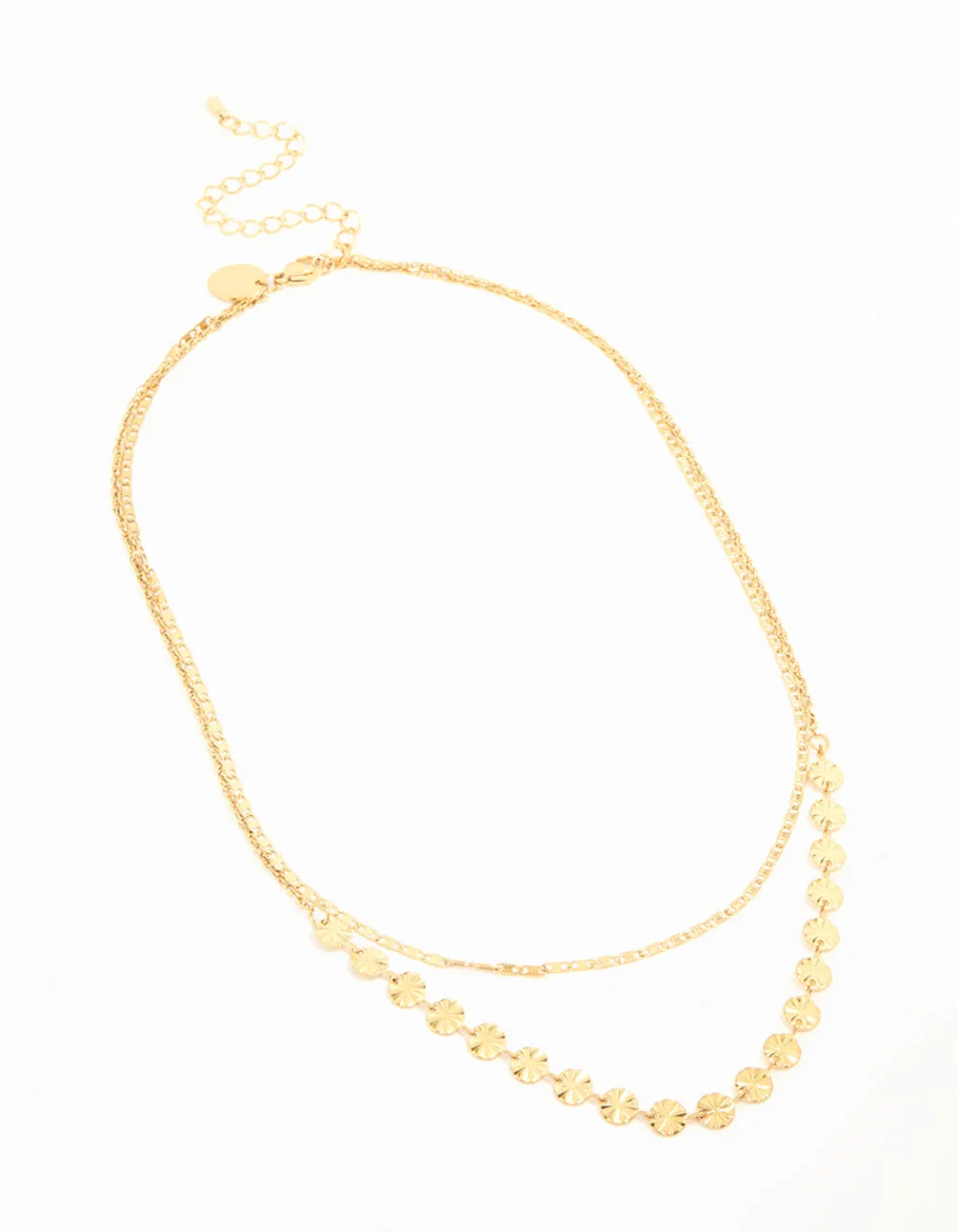 Waterproof Gold Plated Stainless Steel Hammered Layered Necklace