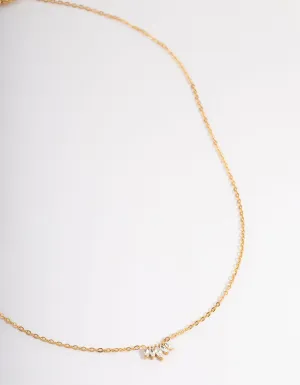 Waterproof Gold Plated Stainless Steel Mini Fan Cubic Zirconia Necklace