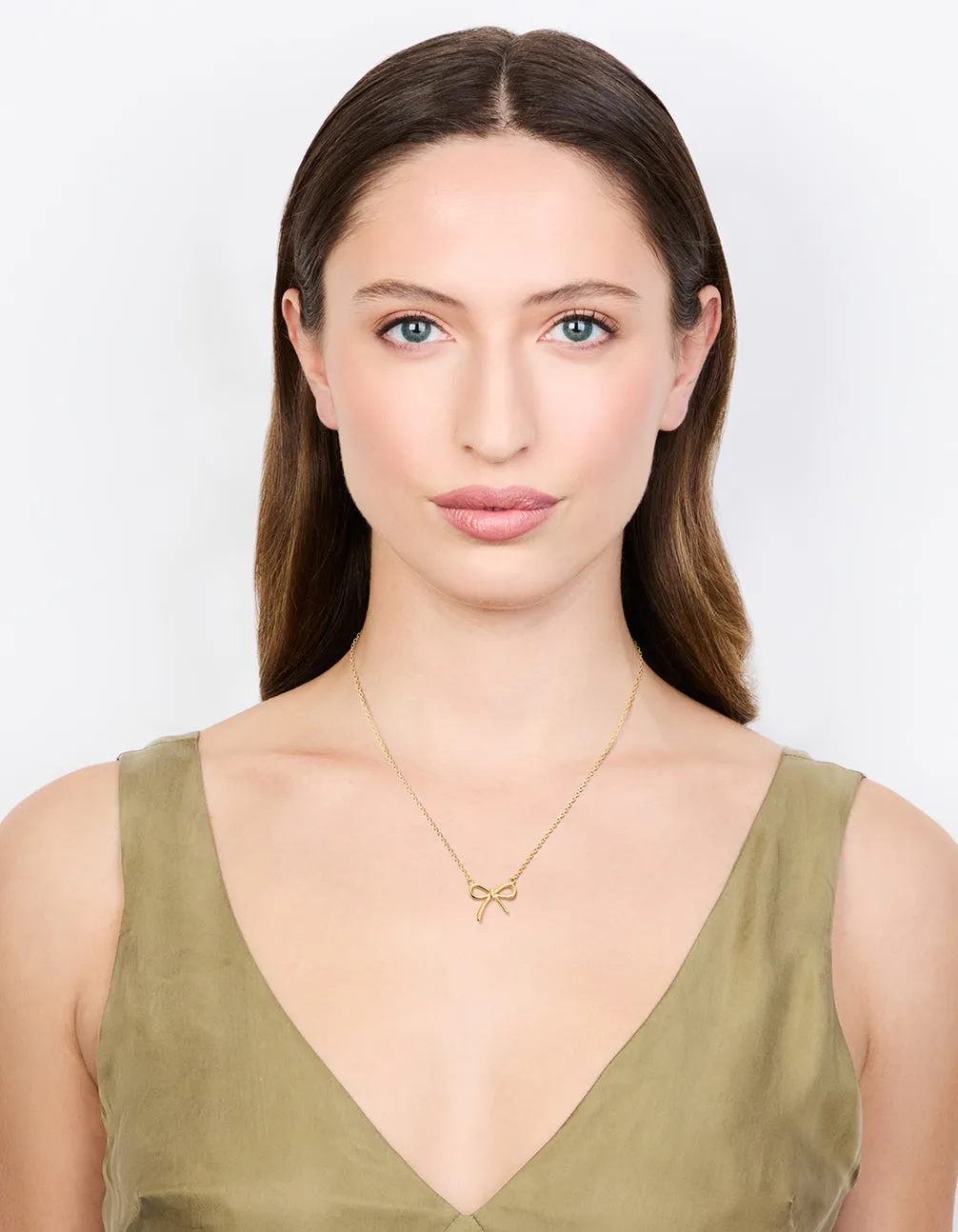 Waterproof Gold Plated Stainless Steel Plain Bow Necklace