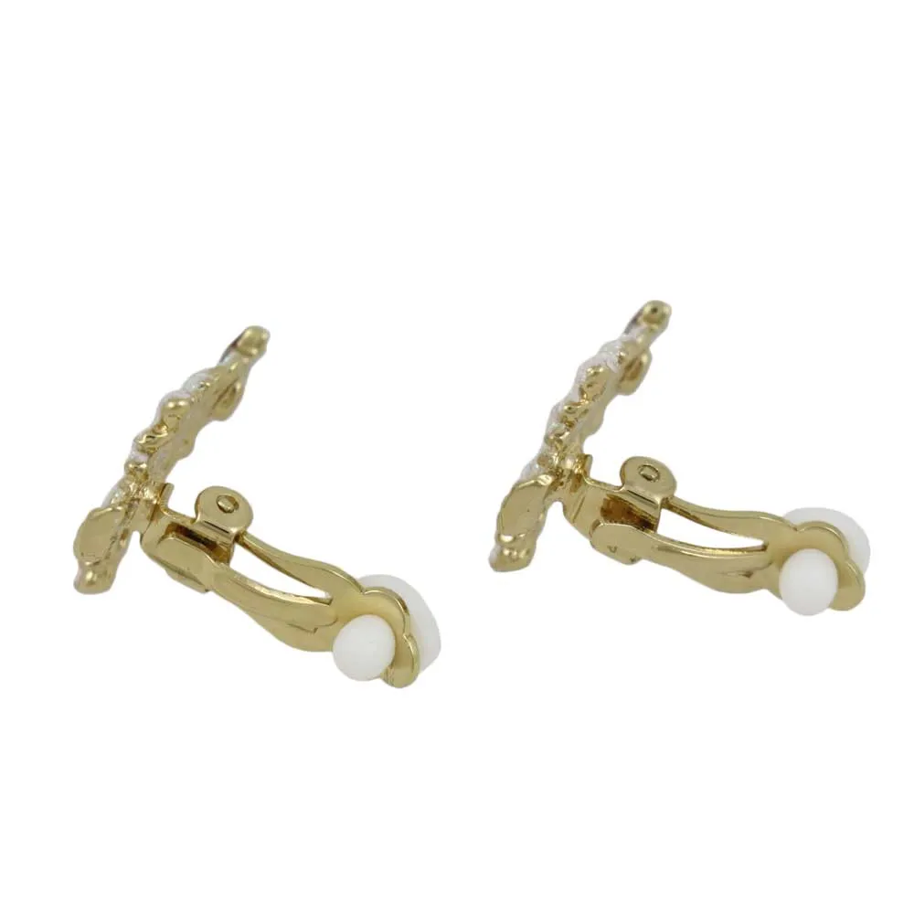 White Glitter Snowy Christmas Tree Clip Earring - XE302