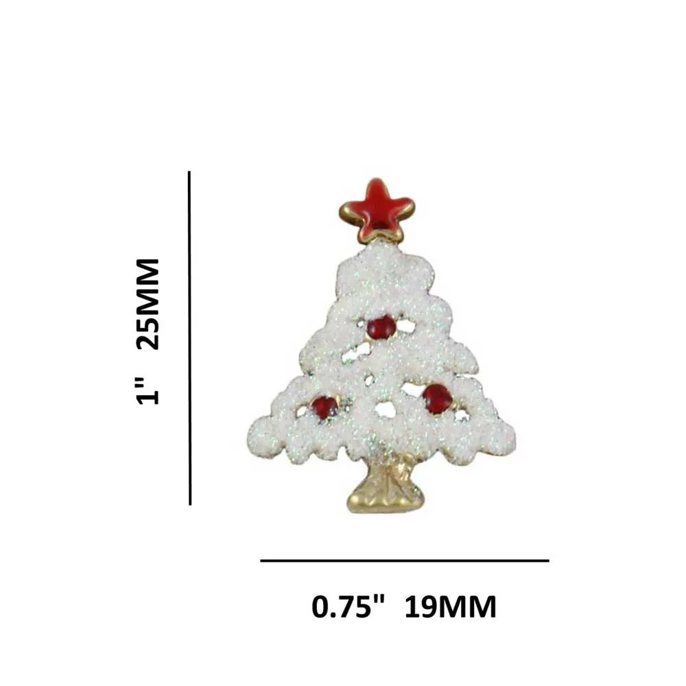White Glitter Snowy Christmas Tree Clip Earring - XE302