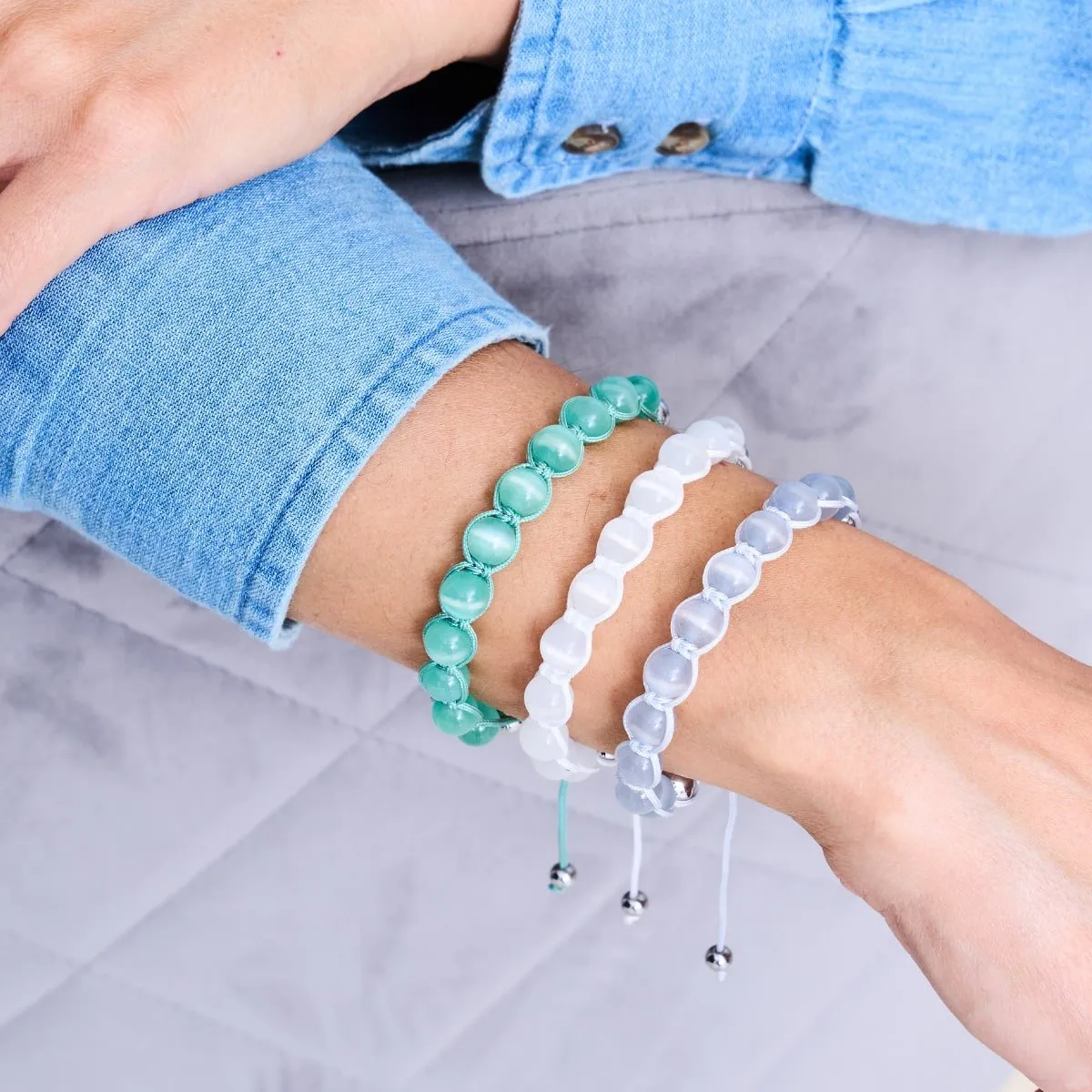 White | Silver | Cheshire Glass Charmballa Bracelet