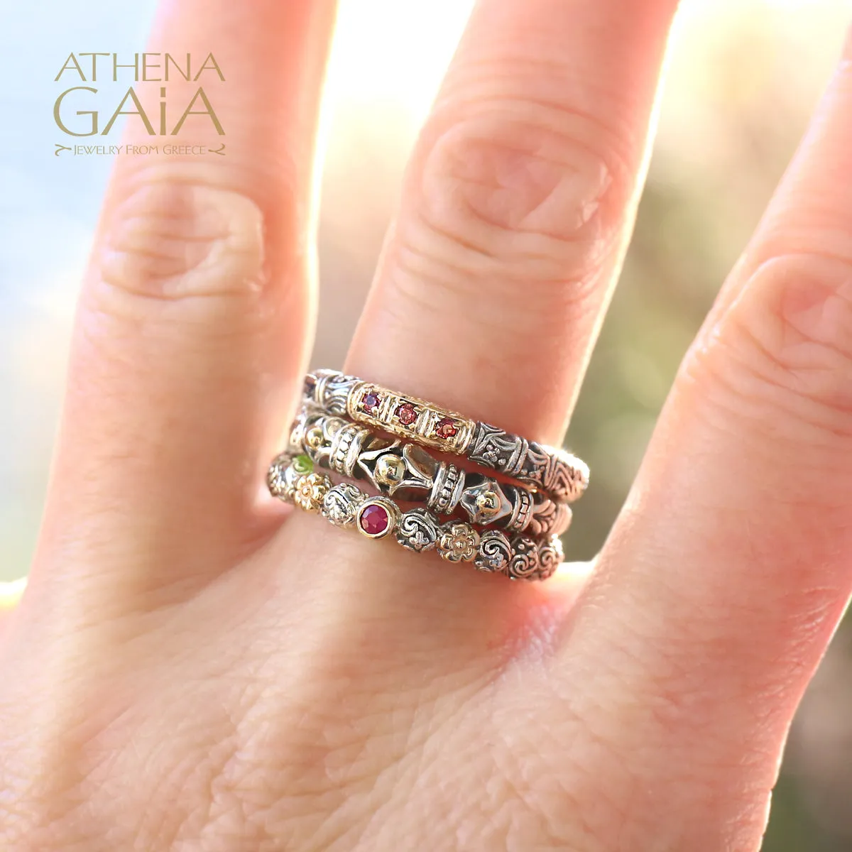 Wild Flowers Round Stone Accent Ring